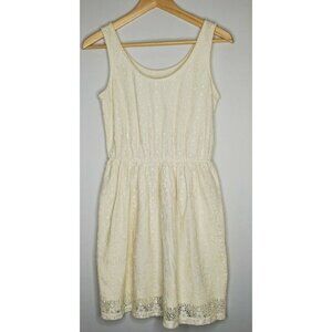 Women's Mossimo Ivory Lace‎ Cinched Waist Sleeveless Dress Size Medium